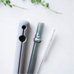 霧林造型玻璃吸管-黑熊