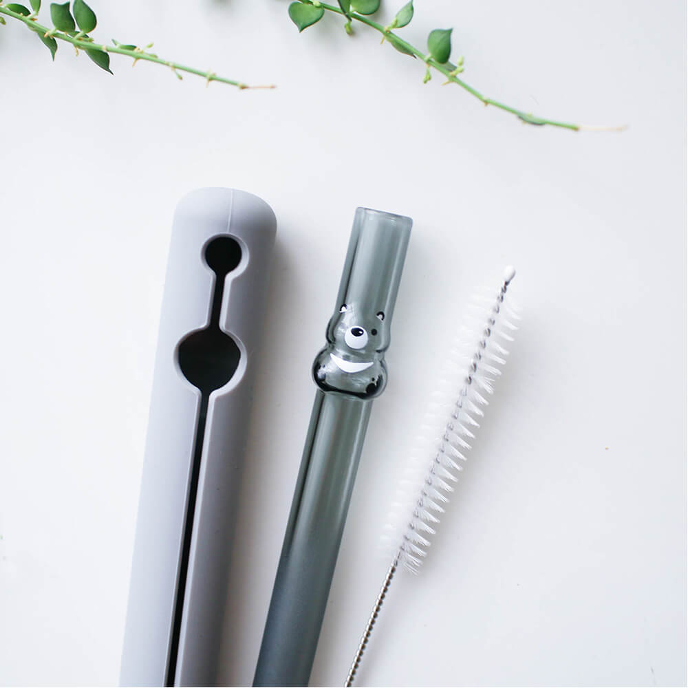 GOOD0012-1 霧林造型玻璃吸管-黑熊:圖片 1